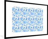 Cadre photo avec affiche - Fleurs - Roses - Blauw - Motifs - 90x60 cm - Cadre pour affiche