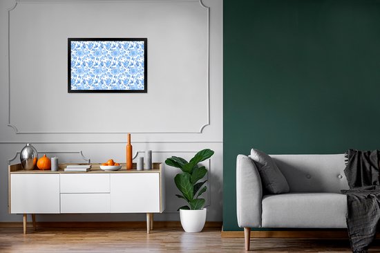 Cadre photo avec affiche - Fleurs - Roses - Blauw - Motifs - 60x40 cm - Cadre pour affiche