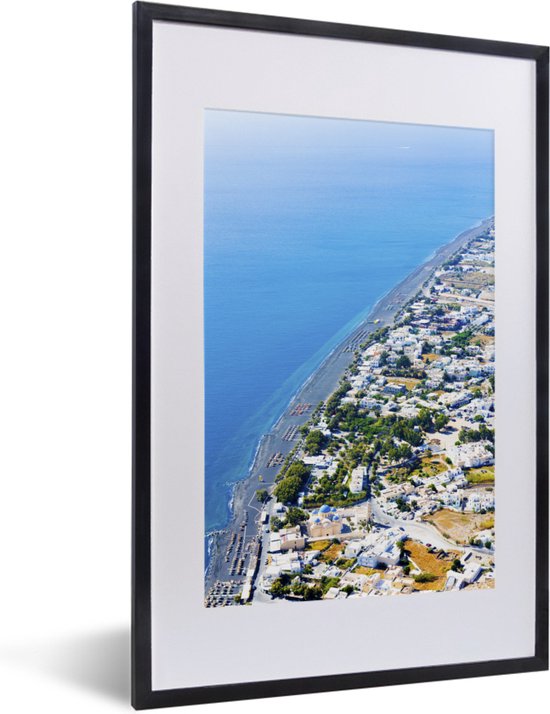 Fotolijst incl. Poster - Luchtfoto van de kust van Santorini Griekenland - 40x60 cm - Posterlijst