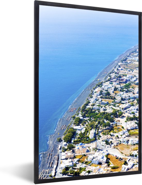 Fotolijst incl. Poster - Luchtfoto van de kust van Santorini Griekenland - 40x60 cm - Posterlijst
