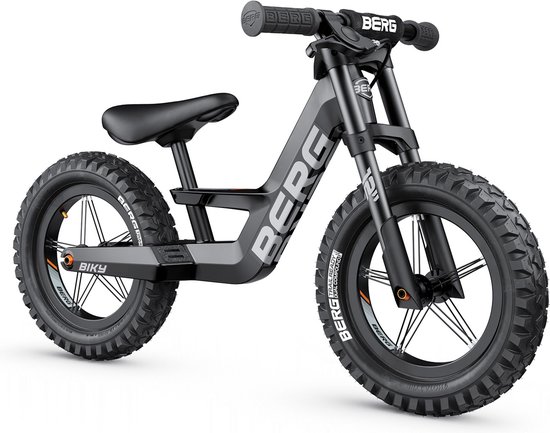 BERG Biky Cross Black Loopfiets - 12 inch - Magnesium frame - Incl. Handrem - Verstelbaar Zadel - 2 tot 5 jaar - Zwart - Limited Edition