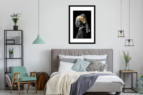 Fotolijst incl. Poster - Meisje met de parel - Johannes Vermeer - Goud - 60x90 cm - Posterlijst