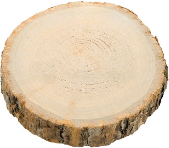 Chaks Kaarsenplateau boomschijf met schors - hout - D17 x H2 cm - rond - Onderborden