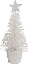 Kerstversiering witte glitter kerstbomen/kerstboompjes 15 cm - Kerstversiering/kerstdecoratie glitter kunst kerstboompjes
