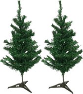 2x Kunst spar kerstbomen 60 cm - Kerst kunstboompjes - Kerstdecoratie