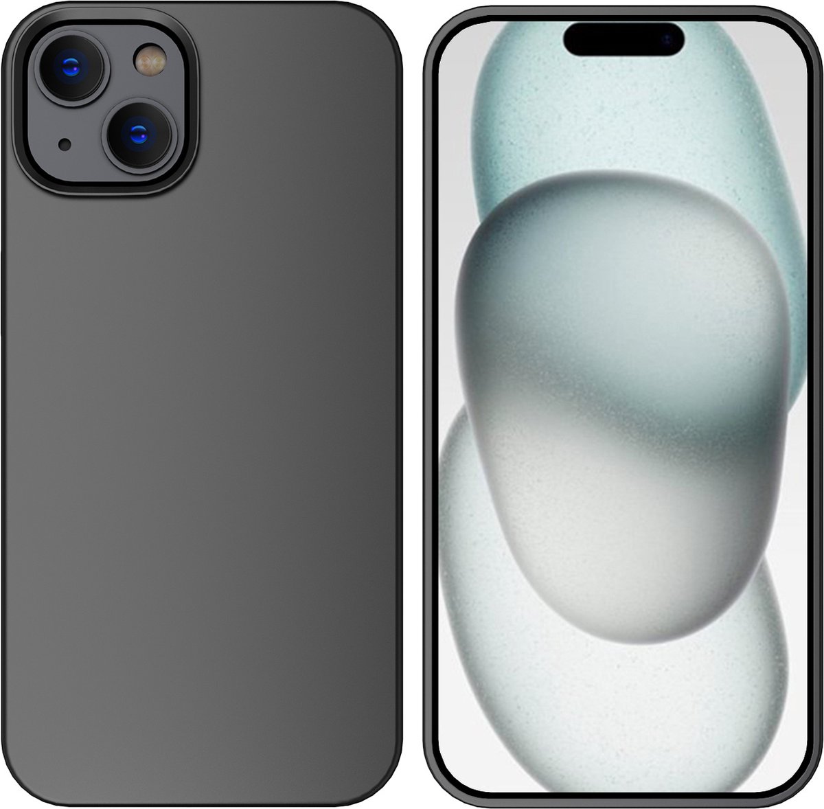 Hoesje Geschikt voor iPhone 15 Plus – Liquid siliconen Backcover – Zwart