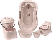 Complete baby bad set - Taupe - Kinder toilet - Ligbad - Deponeer emmer - Ondersteunende kruk - Educatief - Kinderen