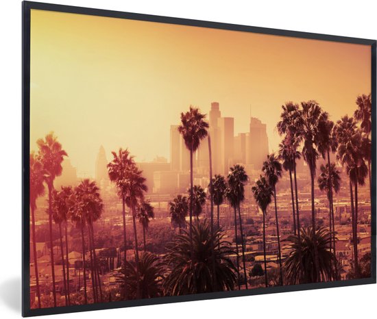 PosterMonkey - Poster - Foto met lijst - Palmboom - Los Angeles - Skyline - Zonsondergang - Kader - 90x60 cm - Posters - Poster met frame - Wanddecoratie