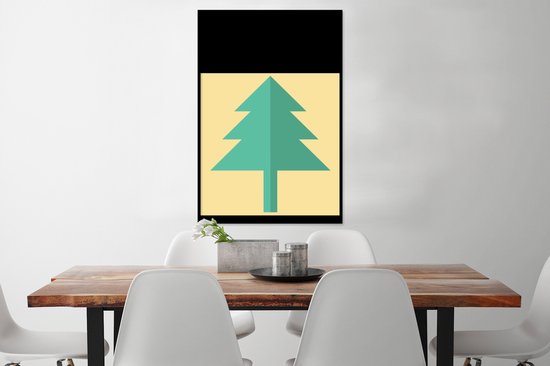 Cadre photo avec poster - Noël - Illustration - Sapin de Noël - Citations - Joyeux Noël - Jaune - 60x90 cm - Cadre pour poster - Décoration de Noël - Décorations de Noël - Décoration de Noël Salon