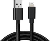 Câble de chargement JUALL Lightning vers USB-A adapté à Apple - Câble de chargeur iPhone - 2 mètres tressé Zwart