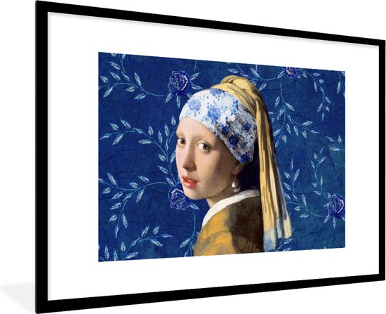 Fotolijst incl. Poster - Meisje met de parel - Delfts blauw - Vermeer