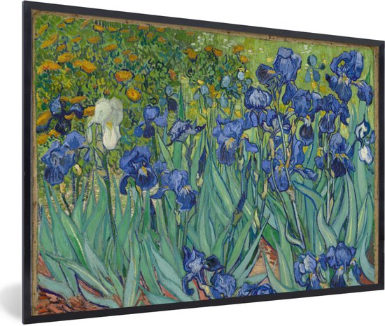 Fotolijst incl. Poster - Irissen - Vincent van Gogh - 90x60 cm - Posterlijst
