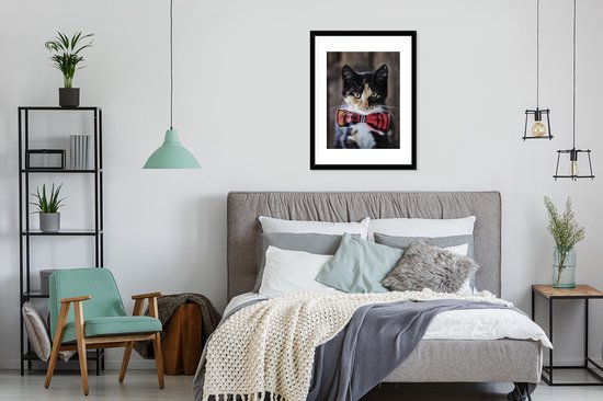 Cadre photo avec poster - Chaton - Noeud - Rouge - Filles - Enfants - Garçons - Enfant - 60x80 cm - Cadre poster