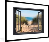 Affiche sous cadre - Cadre photo 80x60 cm - Posters - Transparent - Plage - Mer - Sable - Water - Ammophile - Dunes - Cadre affiche noir - Décoration - Décoration murale salon - Décoration murale chambre