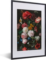 Fotolijst incl. Poster - Stilleven met bloemen in een glazen vaas - Schilderij van Jan Davidsz. de Heem - 40x60 cm - Posterlijst