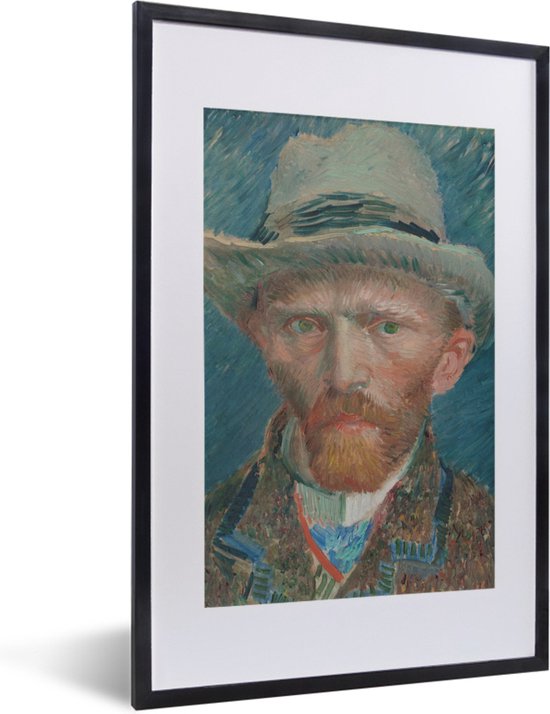 Fotolijst incl. Poster - Zelfportret 1887 - Schilderij van Vincent van Gogh - 40x60 cm - Posterlijst