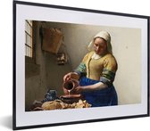 Fotolijst incl. Poster - Het melkmeisje - Schilderij van Johannes Vermeer - 60x40 cm - Posterlijst
