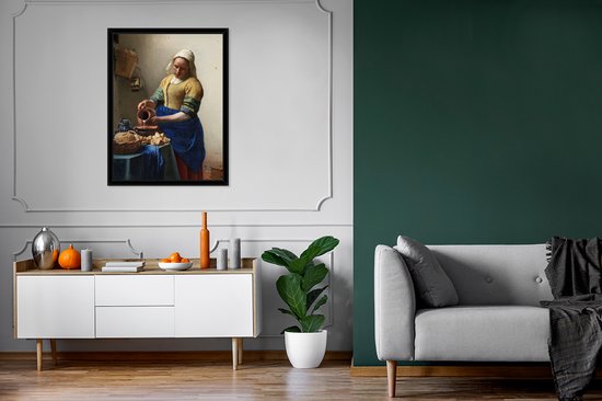 Cadre photo avec affiche - La Laitière - Peinture de Johannes Vermeer - 60x80 cm - Cadre pour affiche