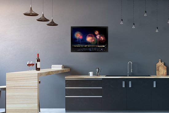 Liste de photos - Feu d'artifice dans un cadre noir ancien et nieuw 60x40 cm - Liste d'impression Décoration murale salon / chambre)