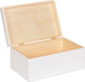Haudt® Houten kistje Liv met klepdeksel - wit - 29,5 x 19,5 x 13 cm - kist - opbergkist