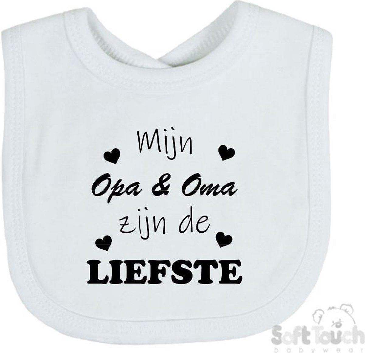 Goedkoopste Soft Touch Slabber Slabbetje Slab Mijn Opa & Oma zijn de liefste Unisex Katoen Wit/zwart Maat 33x22 Cm