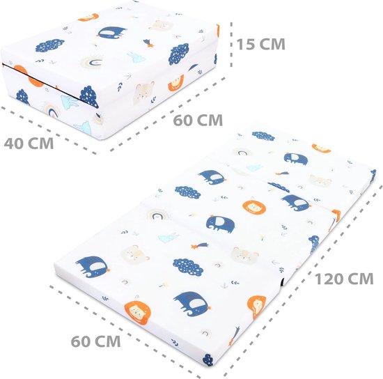 Reisbed matras 60x120 cm opvouwbaar - dikke opvouwbare matras voor baby vouwmatras kinderen matras reisbed 120x60 Regenboog van Alvi — afbeelding 5