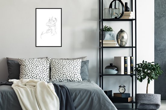 Fotolijst incl. Poster - Line art - Liefde - Passie - 40x60 cm - Posterlijst