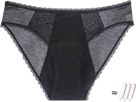 Menstruatie ondergoed - Menstruatie slip - 4 laags - Lekvrije slips - Corrigerend ondergoed dames - Zwart - L