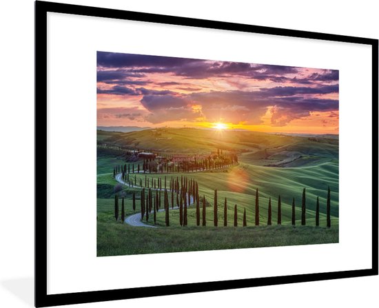 Fotolijst incl. Poster - Italië - Zonsondergang - Toscane - Posterlijst