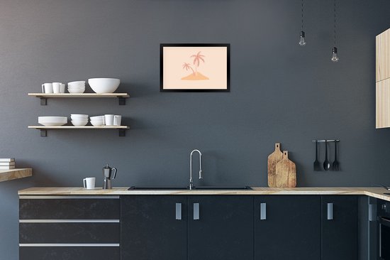 Photo encadrée - Illustration d'un cadre photo abstrait île tropicale noir sans passe partout 30x20 cm - Affiche encadrée (Décoration murale salon / chambre)