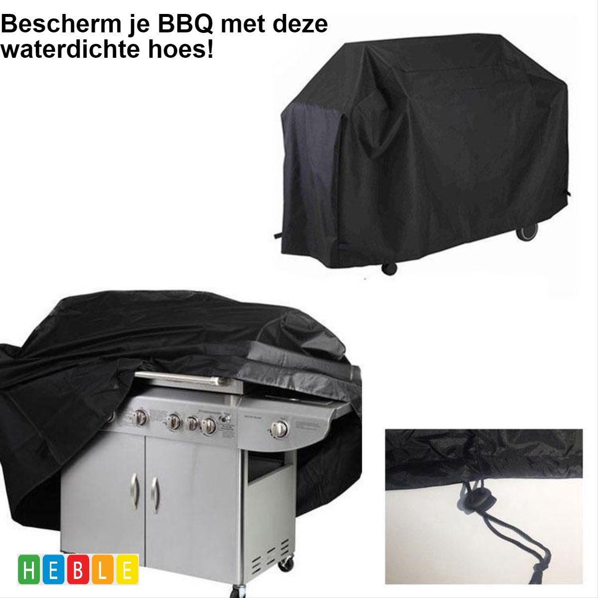 Waterdichte Barbecue beschermhoes - 145 x 61 x 117 cm - Zwart - van Heble®