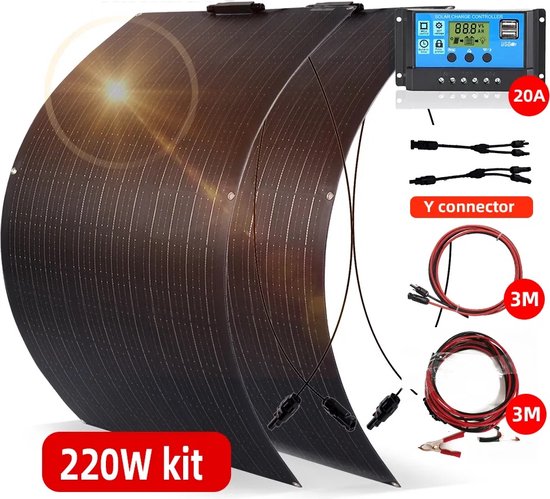 Zonnepaneel 220W ETFE Flexibele Monokristallijne Zonnecel 1000W 12V Batterijlader