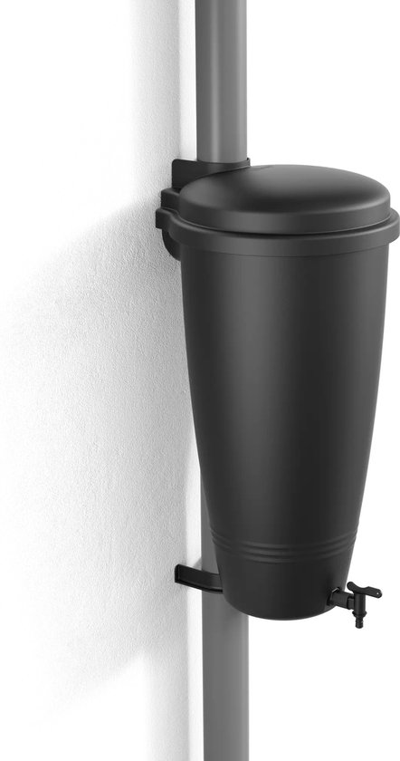 Elho Green Basics Rain Catcher 35LTR - Kunststof Regenton voor Buiten - 100% Gerecycled Plastic - Ø 33.5 x H 73.5 cm - Living Black