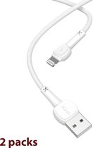 USB naar Lightening oplaad kabel | Opladkabel geschikt voor iPhone X/12/13/14 3.4A 1Meter - Wit kleur (2 stuks)