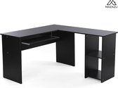 MIRA Home - Hoekbureau - Bureau - Laptoptafel - Gaming Desk - Zwart - 140x120x75 cm