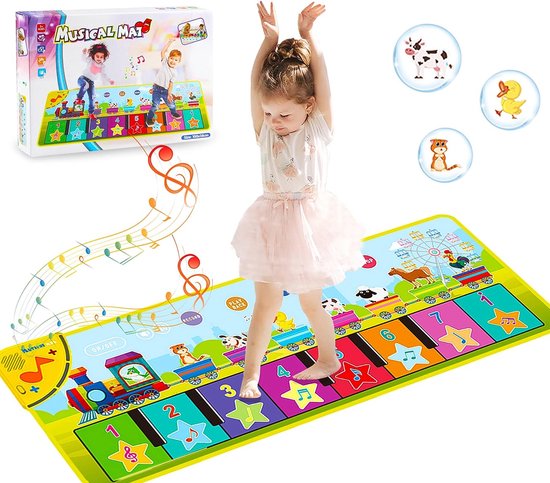 Muziekmat met 8 dieren - baby 1-jaar-cadeau -dansmat - vloermat - speelgoed voor kinderen - modes - meisjes en jongens
