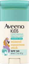 Aveeno Kids Continuous Protection Zinc Oxide Mineral Sunscreen Stick for Sensitive Skin, Face & Body Sunscreen Stick for Kids with Broad Spectrum SPF 50