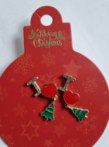 Kerst oorbellen, kerstsieraad, love christmas bedel (groen rood), goedkoop kerstcadeau