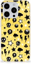 Silicone Back Cover Geschikt voor iPhone 15 Pro Max Telefoon Hoesje Punk Yellow