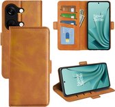 OnePlus Nord 3 Hoesje - MobyDefend Luxe Wallet Book Case (Sluiting Zijkant) - Lichtbruin - GSM Hoesje - Telefoonhoesje Geschikt Voor OnePlus Nord 3