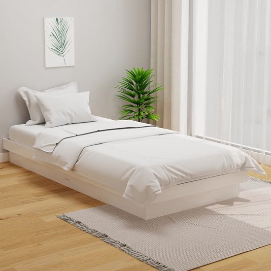 The Living Store Bedframe - Rustieke Charme - Houten bed - 100x200 cm - Wit