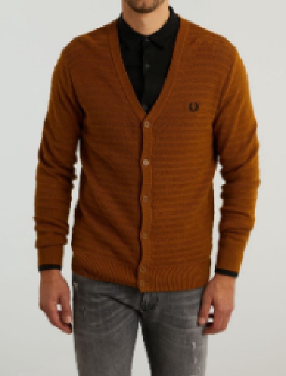 Fred Perry Chevron Cardigan Vest Bruin
