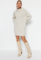 Trendyol Lage mouw Coltrui Trui jurk Stone mini tricot jurk met coltrui TWOAW23EL00026