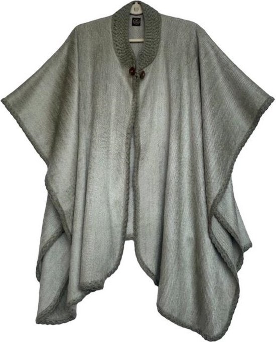 Alpaca D'Luxe Poncho - Licht Olijfgroen - Poncho van alpacawol - Handgemaakte poncho - Zacht en van Kwaliteit - Luxe cadeau - Dames poncho - Heren poncho - Warm - Comfortabel - Elegant - Dames - Heren - Groen - Green - Sintcadeaus - Kerstcadeau