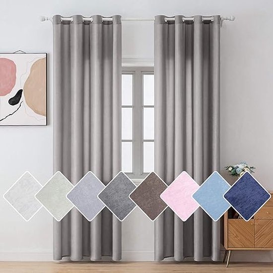 2 Panneaux, Rideaux, Modernes, Tencel, Fenêtre, Rideau à Oeillets, Super Doux, Confortables, Rideaux Décoratifs, Voile Semi-Transparent pour Maison, Salon, Chambre, 140 x 145 cm, Gris Foncé