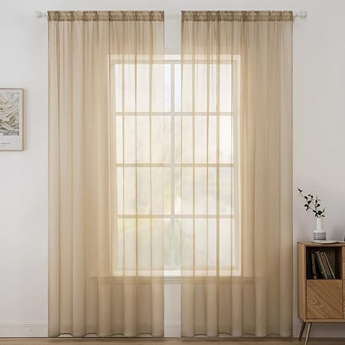 Gordijn transparant beige 140x245 cm kopen