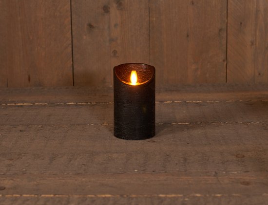 Bougie à flamme mobile rustique noir 7.5x12.5cm