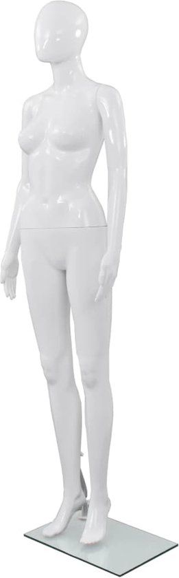 The Living Store Mannequin - Glazen voet - 175 cm - Hoogglans wit