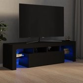 The Living Store TV-meubel - LED-verlichting - 140 x 36.5 x 40 cm - Zwart - Bewerkt hout