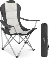 Camping Chair, Foldable, Armrest with Cupholder Outdoor black creamy-white